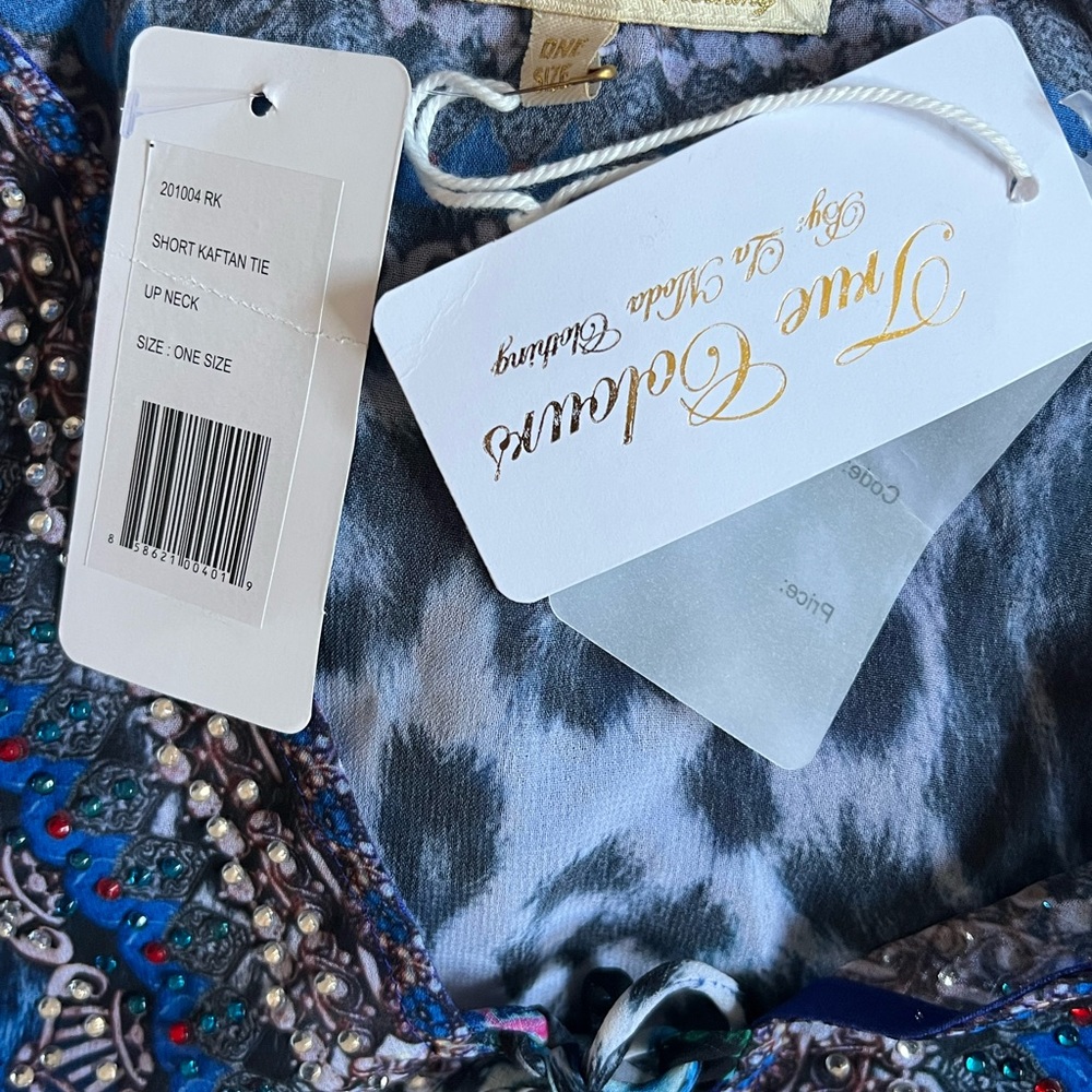 NWT True Colours by La Moda Blue Cat Maxi Swim Cover Up Caftan - Picture 5 of 5